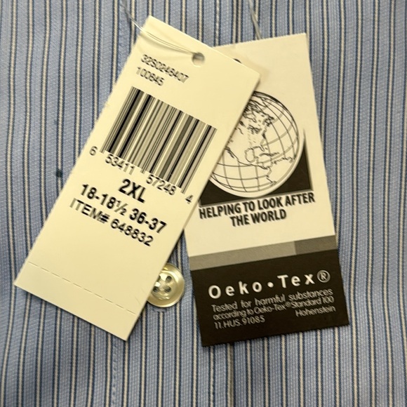 Kenneth Cole Reaction NWT Blue Striped Long Sleeve Button Down Dress Shirt XXL - Picture 5 of 5